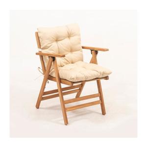 Scaun pliabil de grădină cu pernă, bej/carpen imagine