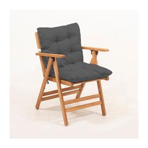 Scaun pliabil de grădină cu pernă, gri/carpen imagine