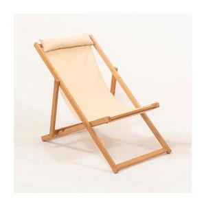 Șezlong de grădină bej/carpen imagine