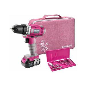 Extol 12V 1300 mAh șurubelniță cu acumulator, roz imagine