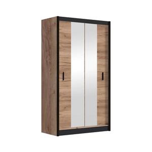 Dulap MIRO 120x215 cm cu oglindă, stejar craft/negru imagine