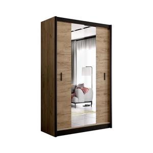 Dulap MIRO 150x215 cm cu oglindă, stejar craft/negru imagine