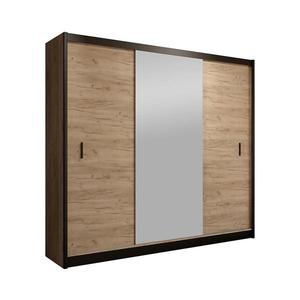 Dulap MIRO 203x215 cm cu oglindă, stejar craft/negru imagine