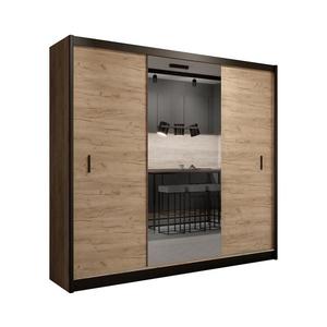 Dulap MIRO 250x215 cm cu oglindă, stejar craft/negru imagine