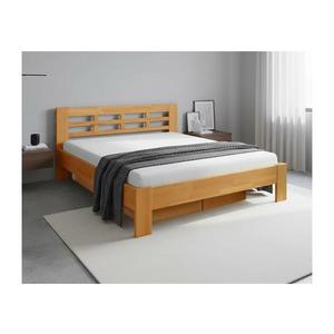 Dublu pat din lemn masiv cu spațiu de depozitare ANGELA 180x200 cm nuc deschis imagine