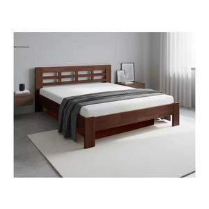 Двойно легло от масивно дърво с вместимост ANGELA 180x200 см тъмен орех imagine