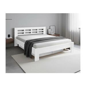 Pat matrimonial din lemn masiv cu spațiu de depozitare ANGELA 180x200 cm alb imagine