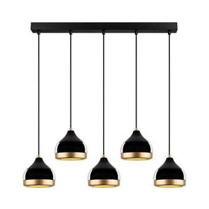 Lustră suspendată pe cablu YILDO, 5xE27/40W/230V, negru/auriu imagine