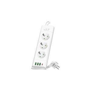 Multipriză LINEA PRO cu întrerupător, 3x 230 V Schuko + 3x USB-A + 1x USB-C, cablu 3 m, alb imagine