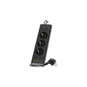 Prelungitor LINEA PRO cu întrerupător, 3x 230V + 3x USB-A + 1x USB-C, priză SCHUKO, cablu 3 m, negru imagine