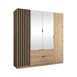 Dulap VISTA cu oglindă, 200x215 cm, stejar artisan/grafit imagine