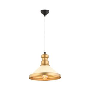 Lustră suspendată pe cablu MONZA, 1x E27, 40W, 230V, Ø 30 cm, crem/auriu imagine