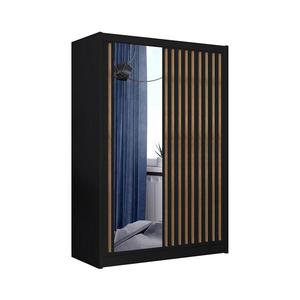 Dulap SANTINO cu oglindă, 150 x 215 cm, negru/stejar craft imagine