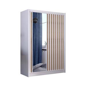 Dulap SANTINO cu oglindă, 150x215 cm, alb/stejar craft imagine