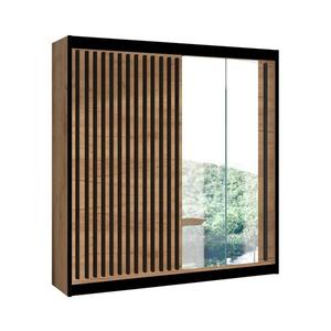 Dulap cu oglindă SANTINO 203x215 cm, stejar craft/negru imagine