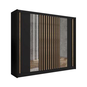 Dulap cu oglindă SANTINO, 250 x 215 cm, negru/stejar craft imagine