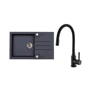 ALVEUS SETA23201 - Chiuvetă de bucătărie ROCK cu baterie pentru chiuvetă MINTAS, 34 cm, granit, negru imagine