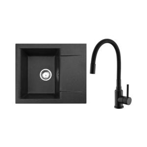 ALVEUS SETA23197 - Chiuvetă de bucătărie CADIT + baterie pentru chiuvetă MINTAS, 34 cm, granit/negru imagine