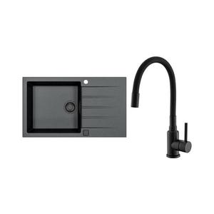ALVEUS SETA23232 - Chiuvetă de bucătărie CADIT+baterie pentru chiuvetă MINTAS 34cm granit/negru imagine