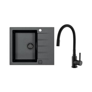 ALVEUS SETA23230 - Chiuvetă de bucătărie CADIT + baterie pentru chiuvetă MINTAS, 34 cm, granit/negru imagine