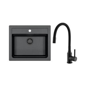 ALVEUS SETA23228 - Set chiuvetă de bucătărie ATROX cu baterie MINTAS, 34 cm, granit/negru imagine