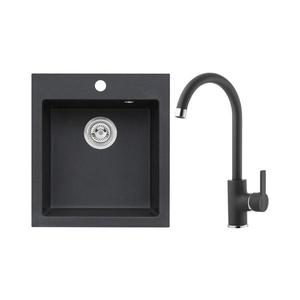 ALVEUS SETA737 - Chiuvetă de bucătărie CORTINA + baterie pentru chiuvetă TONIA granit/negru imagine