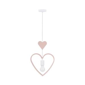Lustră pentru copii pe cablu HEART 1xE27/20W/230V roz/alb imagine