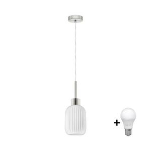 Pendul LED HARMA pe cablu, 1x E27, 60W, 230V, Ø 14 cm, crom mat/alb imagine