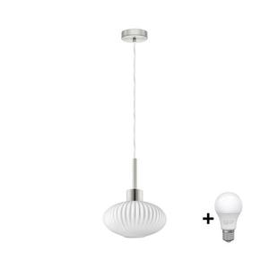 Pendul LED HARMA cu cablu, 1x E27, 60 W, 230 V, Ø 25 cm, crom mat/alb imagine