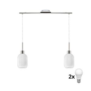 Lustră LED HARMA suspendată pe cablu 2xE27/60W/230V crom mat/alb imagine