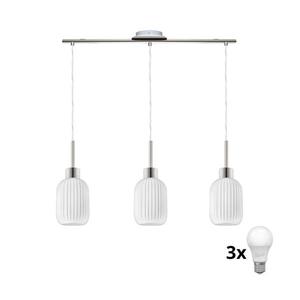 Lustră LED HARMA, suspendată pe cablu, 3xE27/60W/230V, crom mat/alb imagine