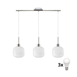 Lustră LED HARMA, suspendată pe cablu, 3x E27, 60 W, 230 V, crom mat/alb imagine