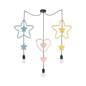 Lustră pentru copii pe cablu TRIO 3xE27/20W/230V albastru/roz/galben imagine