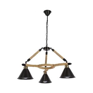 Candelabru cu lanț NEGRU, 3xE27/40W/230V, negru/maro imagine