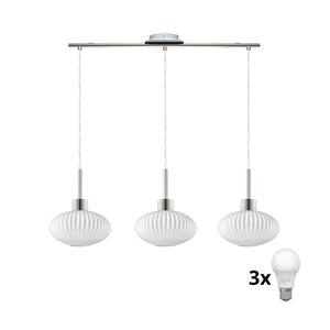 Lustră LED suspendată pe cablu HARMA 3xE27/60W/230V, crom mat/alb imagine