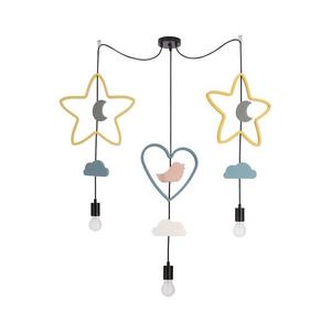 Lustră pentru copii pe cablu TRIO 3xE27/20W/230V, galben/albastru/gri imagine