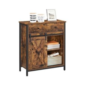 Comodă FIRA cu uși glisante și sertare, maro/negru imagine