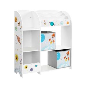 Bibliotecă pentru copii ANET albă cu cutii textile imagine