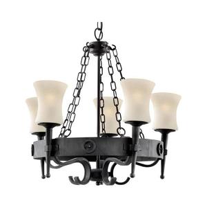 Searchlight 0815-5BK - Candelabru suspendat pe lanț CARTWHEEL 5xE27/60W/230V negru imagine