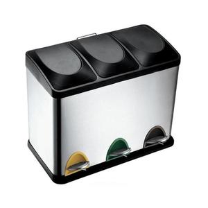 Coș pentru colectare selectivă 24 L, negru/inox imagine