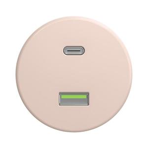 lap - Priză USB retro A+C, fără ramă, roz vintage imagine