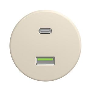 lap - Priză USB retro A+C, fără ramă, bej imagine