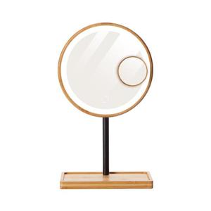 Lanaform - Oglindă cosmetică cu iluminare LED reglabilă, 5V USB, cadru din bambus imagine