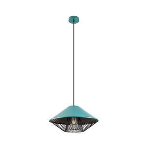 Redo 01-3006 - Pendul pe cablu GRILL 1xE27/42W/230V Ø 39, 6 cm, negru/turcoaz imagine