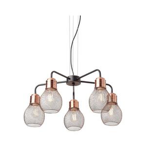 Redo 01-1580 - Candelabru suspendat pe cablu EDISON, 5x E27 / 42W / 230V, Ø 53 cm, negru/cupru imagine
