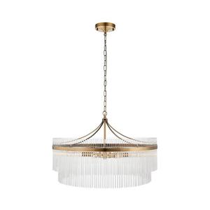 Endon 112574 - Candelabru suspendat pe lanț MARIETTA GRAND 7xE14/7W/230V alamă/sticlă clară imagine