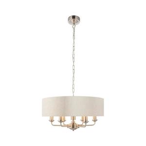 Endon 94357 - Candelabru suspendat pe lanț HIGHCLERE 6xE14/40W/230V bej/crom mat imagine