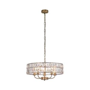 Endon 106244 - Candelabru suspendat CLIFTON pe lanț, 5xE14/6W/230V, alamă/sticlă clară imagine