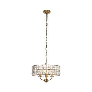 Endon 106243 - Candelabru suspendat pe lanț CLIFTON, 3 x E14, 6 W, 230 V, Ø 38, 5 cm, alamă/sticlă clară imagine
