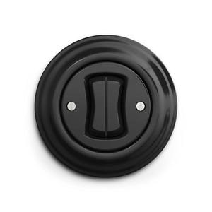 lap - Întrerupător retro dublu pentru scară, cu ramă nr. 6+6, negru imagine